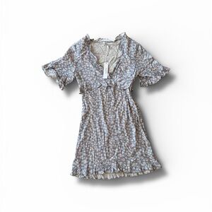 NWT Monte the Label Blue Floral Ruffle Mini Dress XS Made in LA